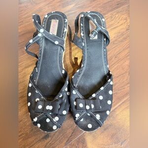 Xhilaration Black Sandals with White Dots